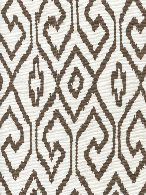 Aqua Iv Brown on White Screen Printed - White Fabric | China Seas
