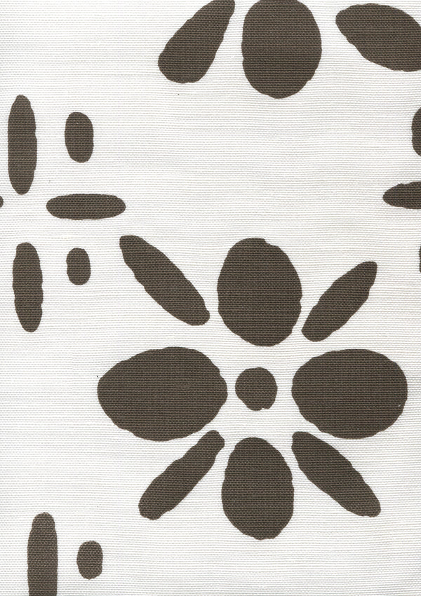 Wildflowers Ii Brown on White Screen Printed - White Wallcovering | China Seas