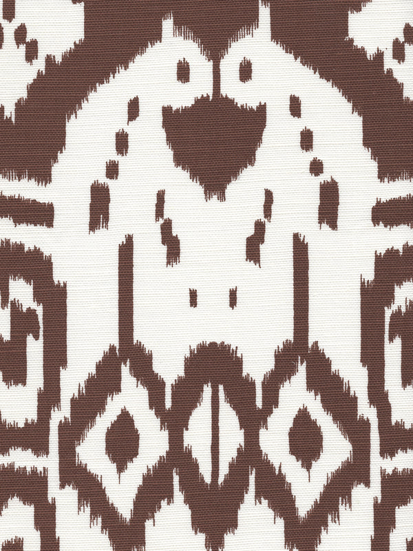 Island Ikat Brown on White Screen Printed - Dark Brown Fabric | China Seas