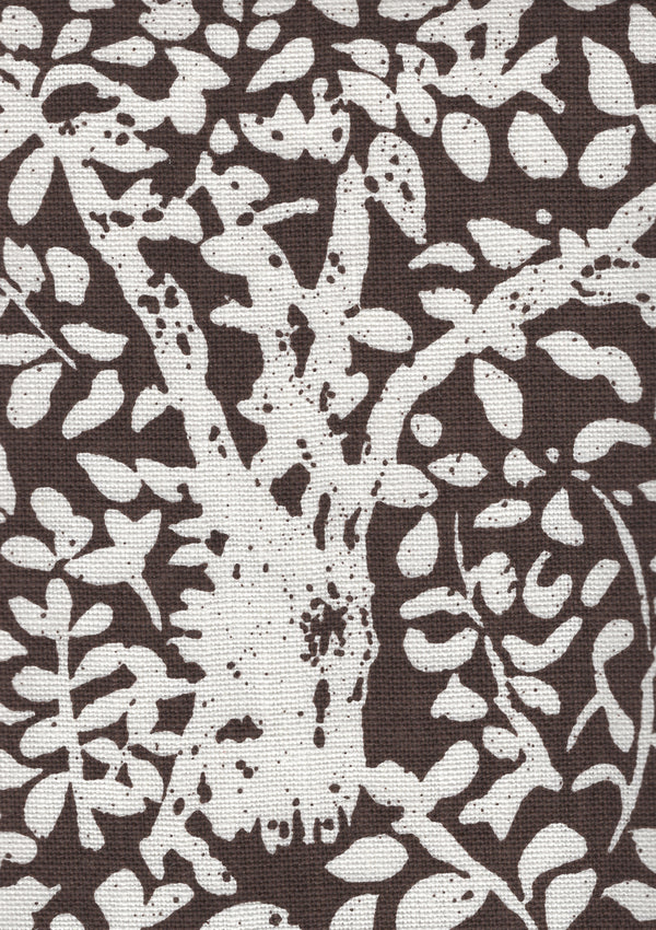 Arbre de Matisse Reverse Brown on White Oscar Screen Printed Fabric | China Seas