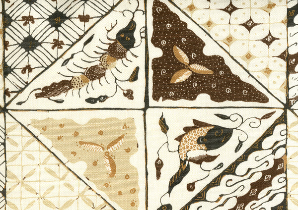 Sunnyjim Batik Brown Taupe Camel on Tint Screen Printed Fabric | China Seas