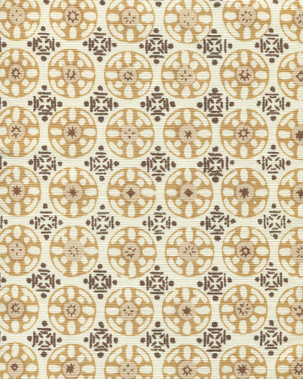 Kediri Batik Brown Tobacco Camel Taupe Screen Printed Fabric | China Seas