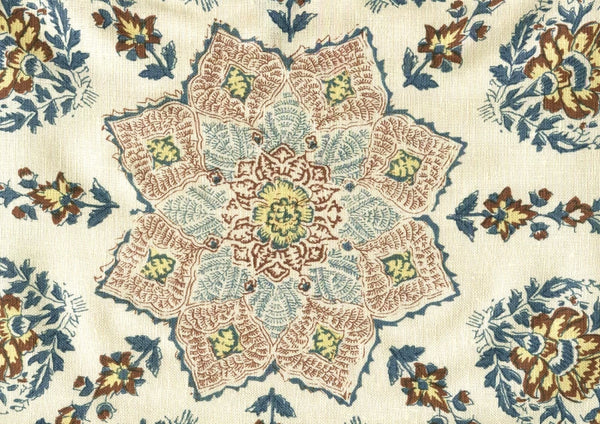 Brown/Navy on Cream Linen Wallcoverings | Home Couture