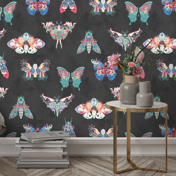 Butterfly Effect Noir Wallcovering | Brand McKenzie