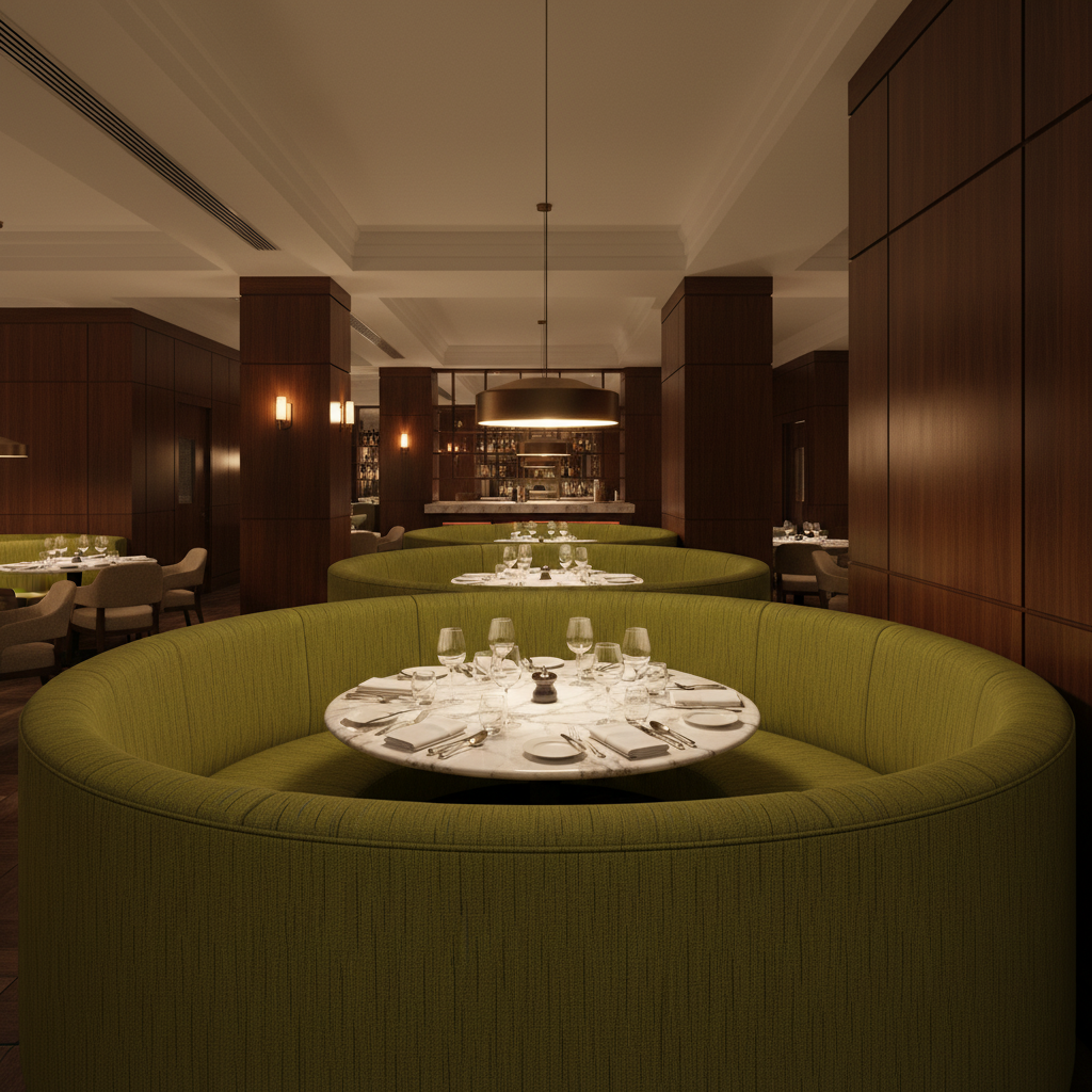 Stitchwork Bay - Lichen Upholstered Banquette | Architectural Fabrics