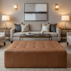 Aragon - Russet Earth Performance Vinyl Upholstered Ottoman | Architectural Fabrics