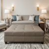 Smooth Pebble Grain Soft Taupe Upholstered Ottoman | Architectural Fabrics