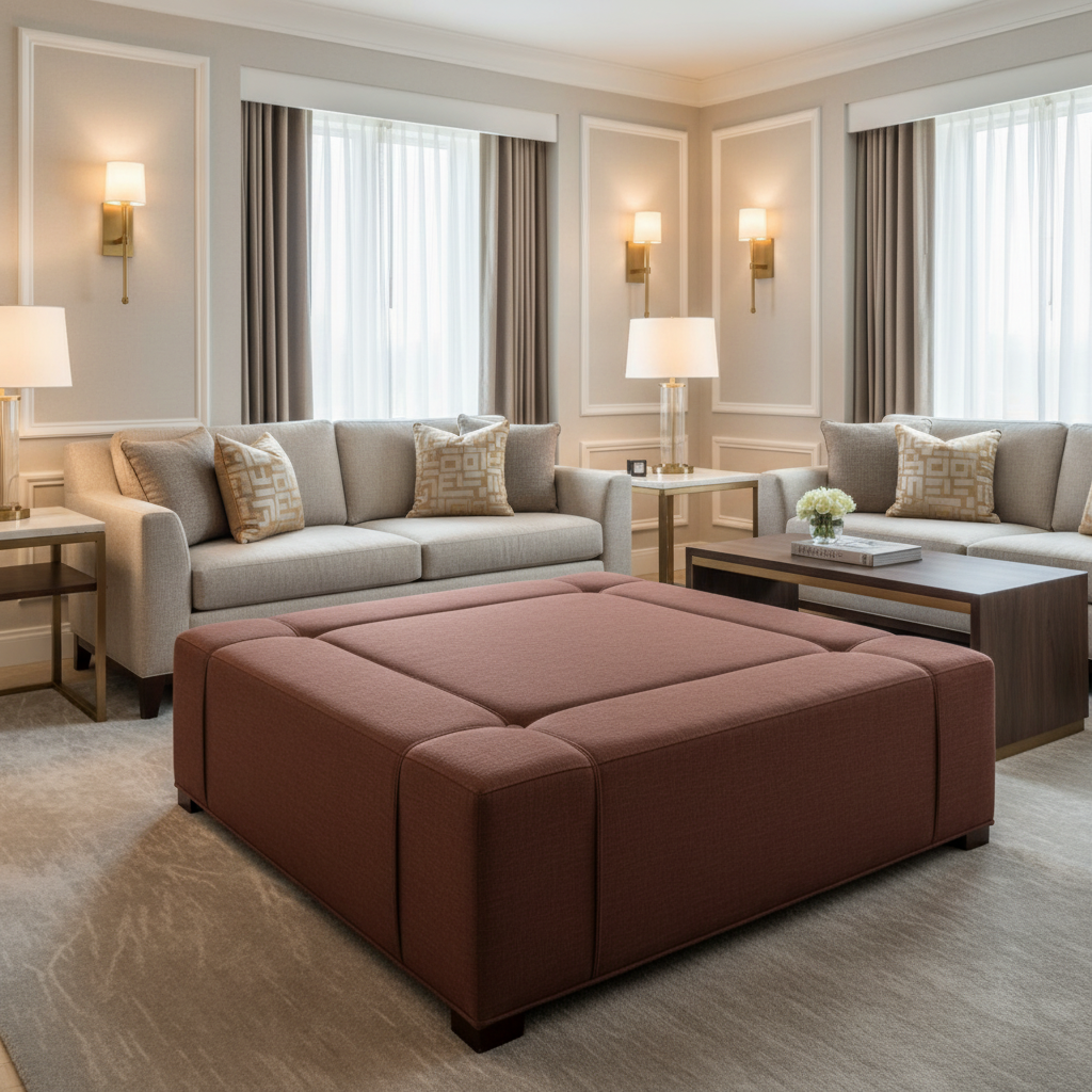 Linen Island - Lava Upholstered Ottoman | Architectural Fabrics