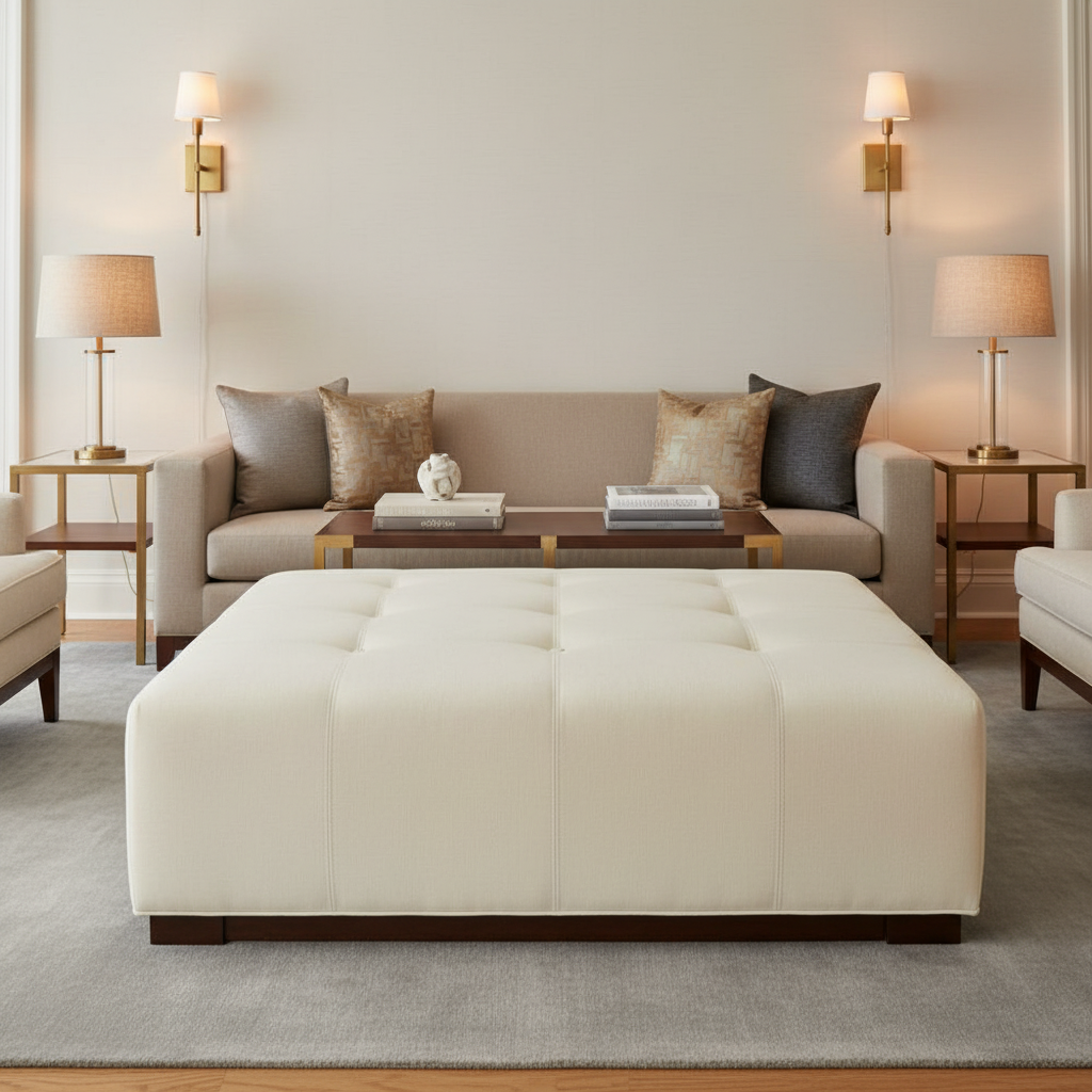 Morant - Snow Upholstered Ottoman | Architectural Fabrics