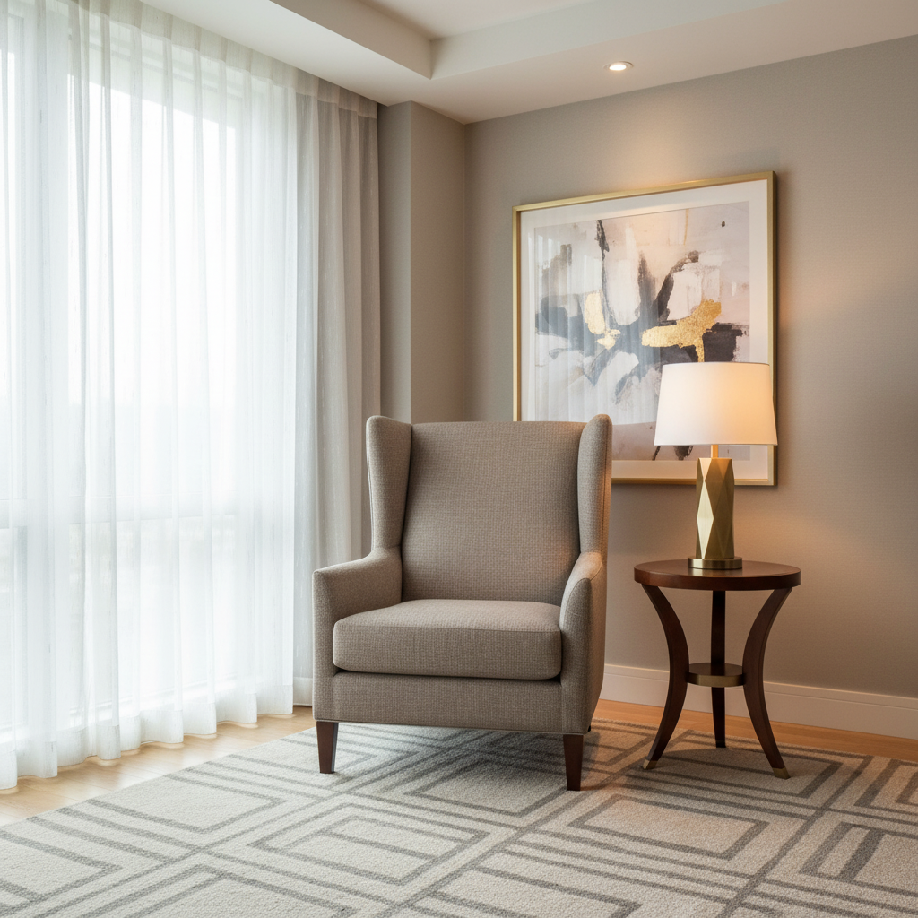 Brushed Linen Weave Mushroom Taupe Upholstered Chair | Architectural Fabrics