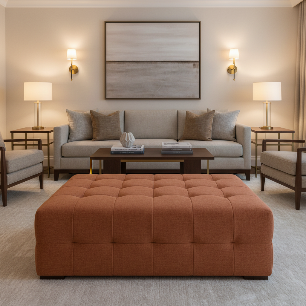 Necker Island - Salsa Upholstered Ottoman | Architectural Fabrics