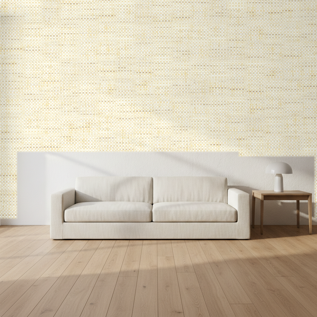 Nantucket Grasscloth Antique White & Gold Wallcovering | Phillipe Romano room setting