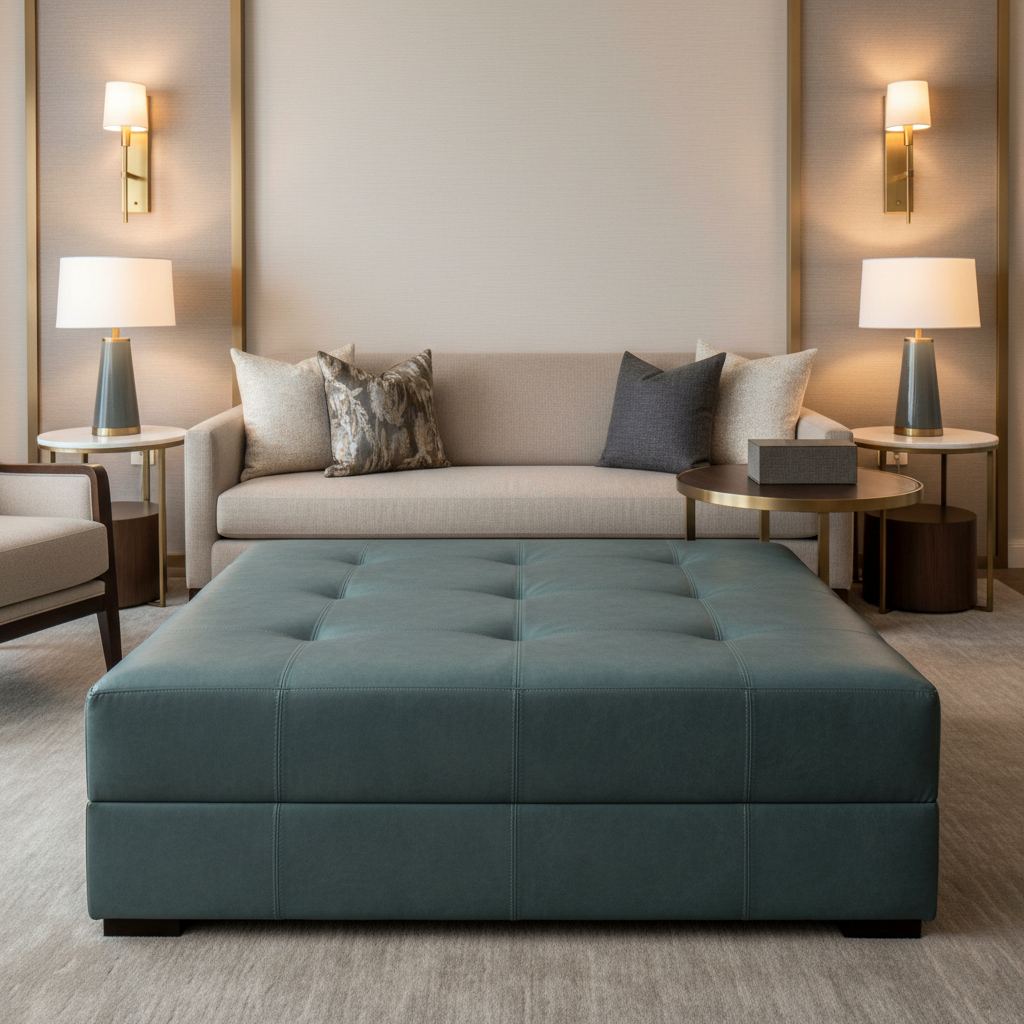 Turneffe - Forest Upholstered Ottoman | Architectural Fabrics