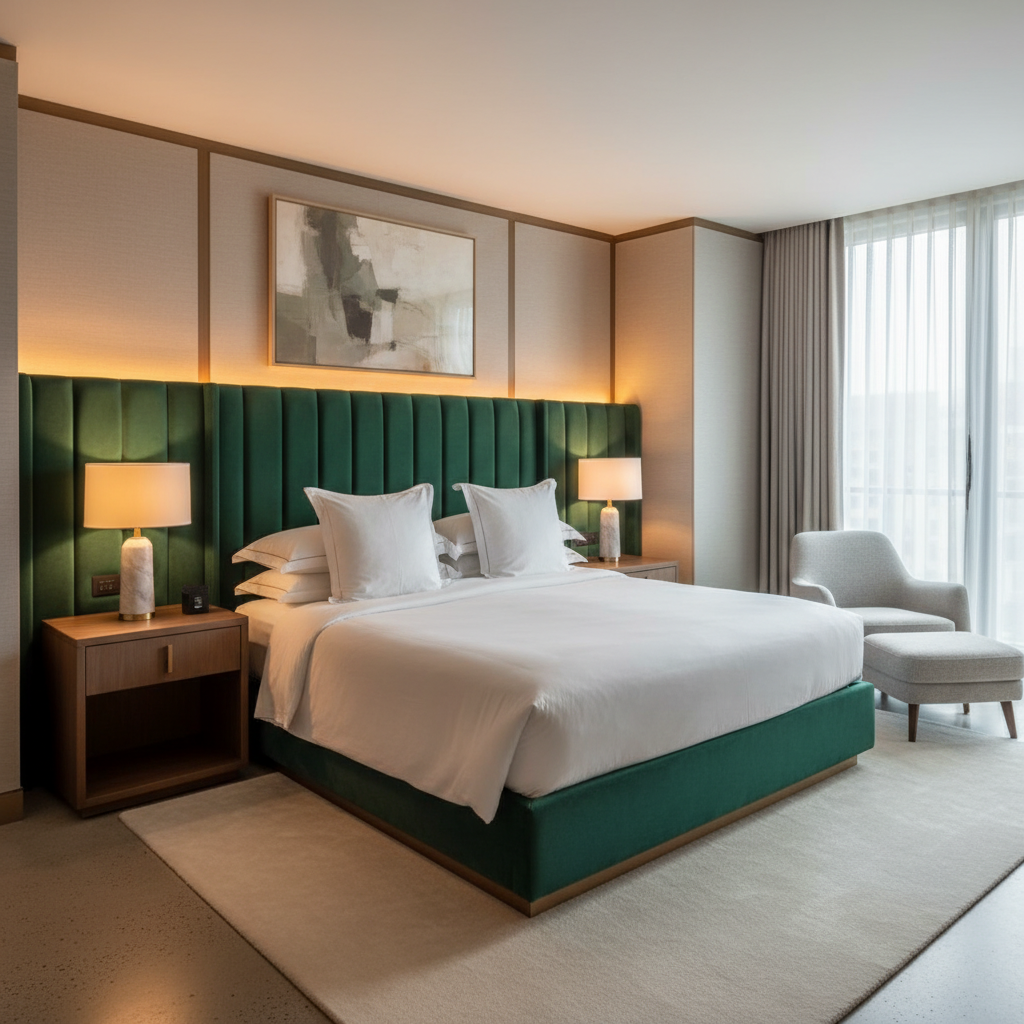 Ultrasuede  Emerald  Green Upholstered Headboard | Ultrasuede Upholstery