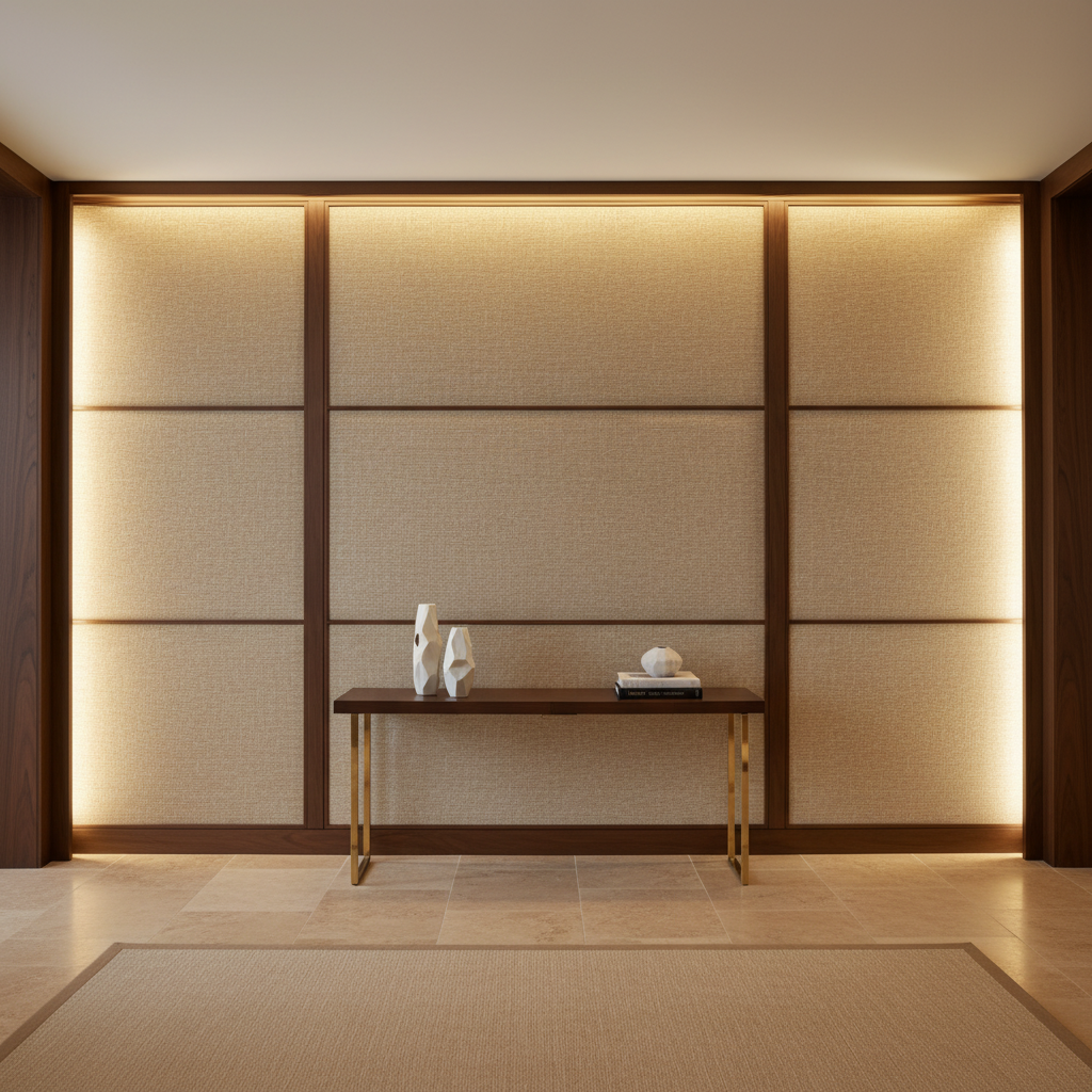 Woven Basketweave Texture Natural Linen Upholstered Wall Panel | Architectural Fabrics