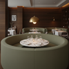 Smooth Pebble Grain Muted Olive Upholstered Banquette | Architectural Fabrics