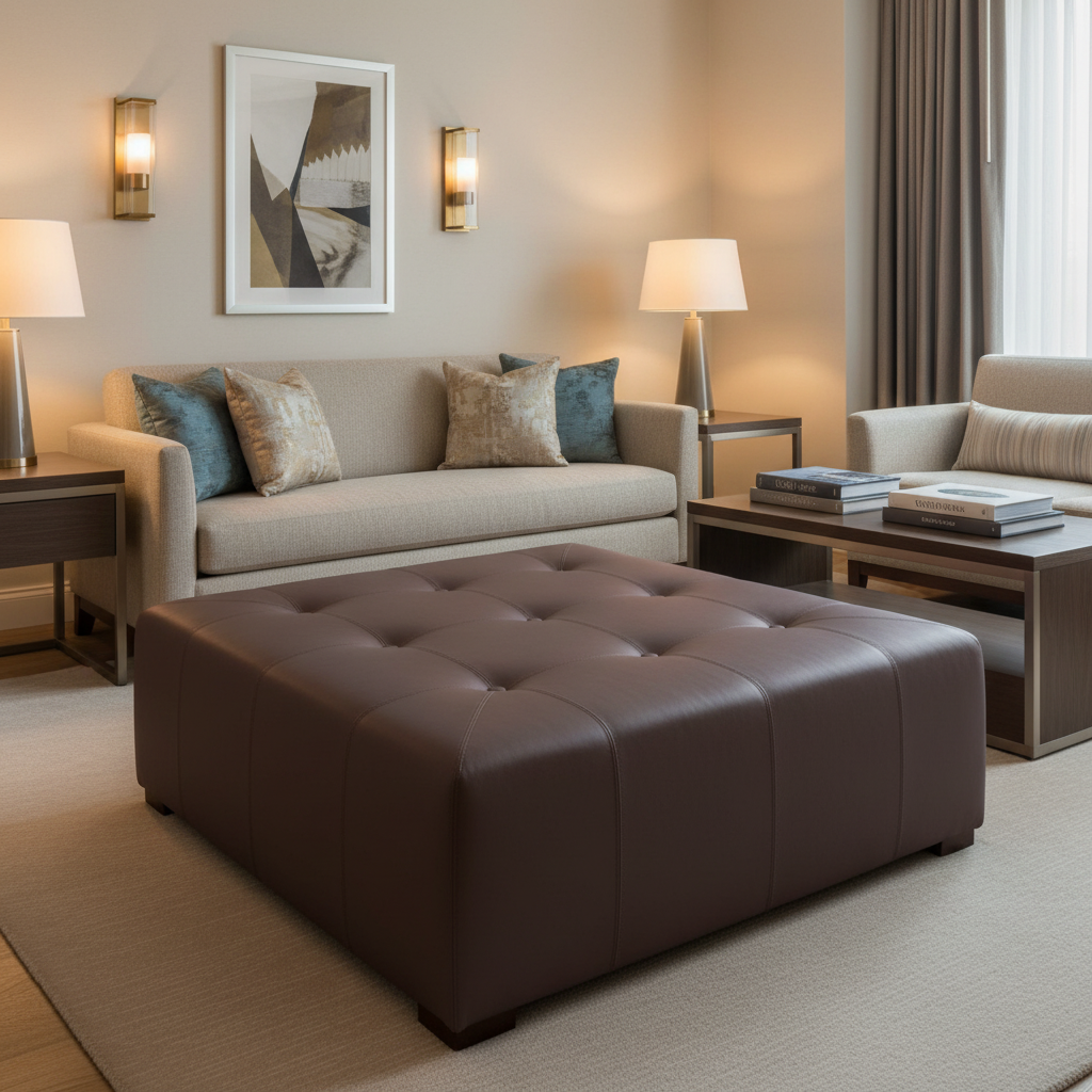 Maya Riviera - Merlot Upholstered Ottoman | Architectural Fabrics