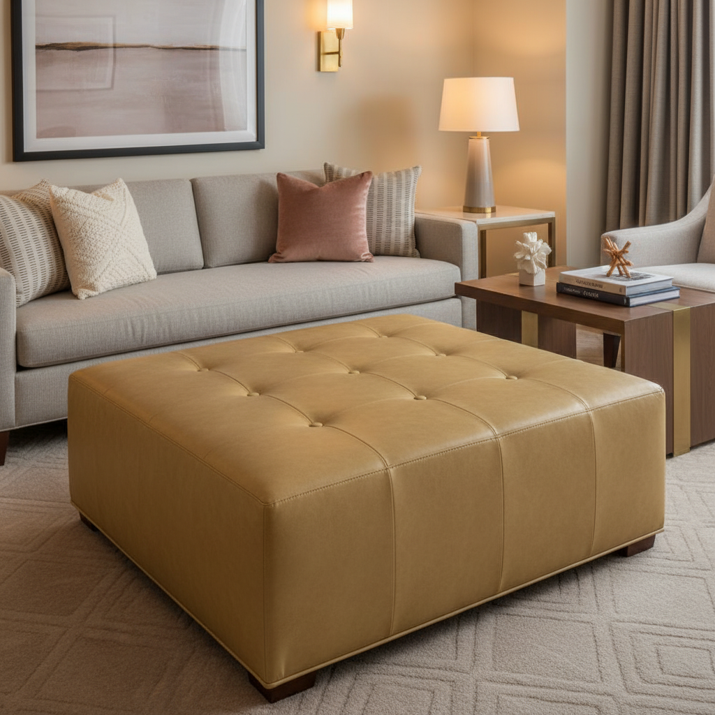 Kick Em Jenny - Wheat Upholstered Ottoman | Architectural Fabrics