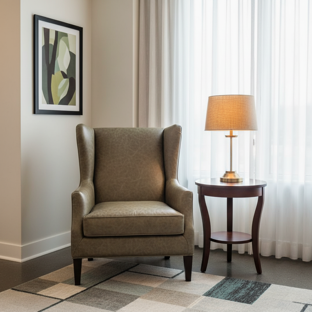 Fine Pebble Grain Muted Olive Upholstered Chair | Architectural Fabrics