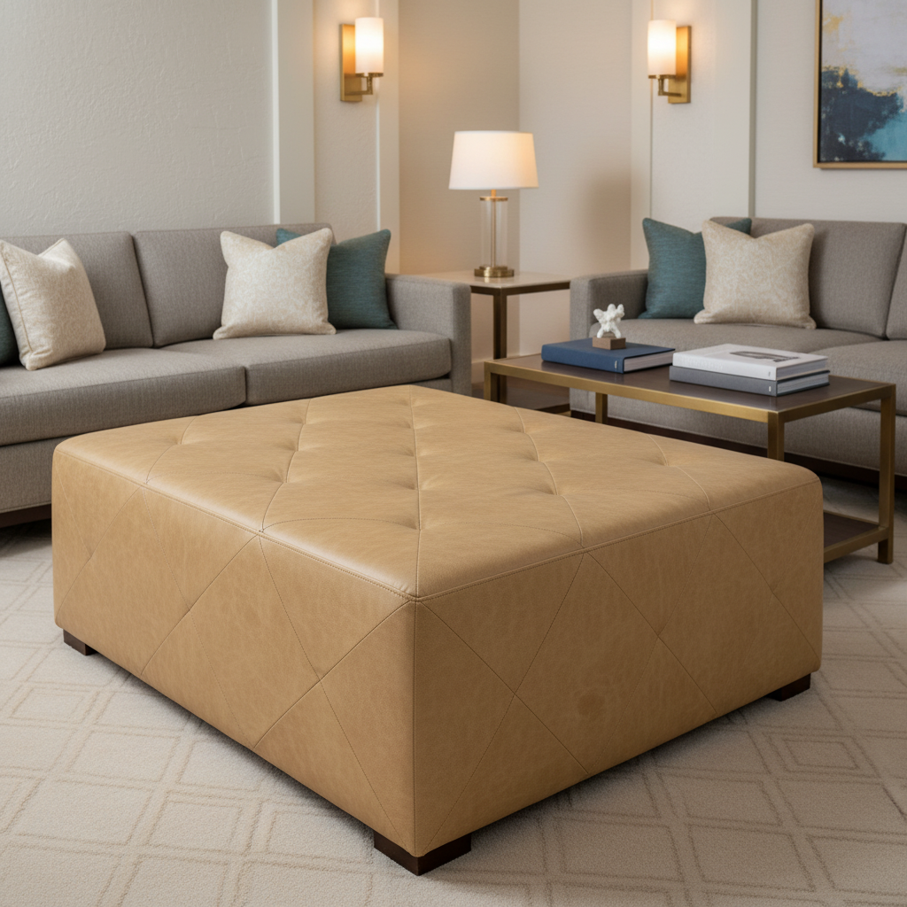 Vieques - Doeskin Upholstered Ottoman | Architectural Fabrics