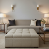 Abaca - Oatmeal Tekloom Performance Upholstered Ottoman | Architectural Fabrics