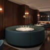 Fine Pebble Grain Deep Teal Upholstered Banquette | Architectural Fabrics