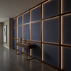 Woven Crosshatch Texture Deep Indigo Upholstered Wall Panel | Architectural Fabrics