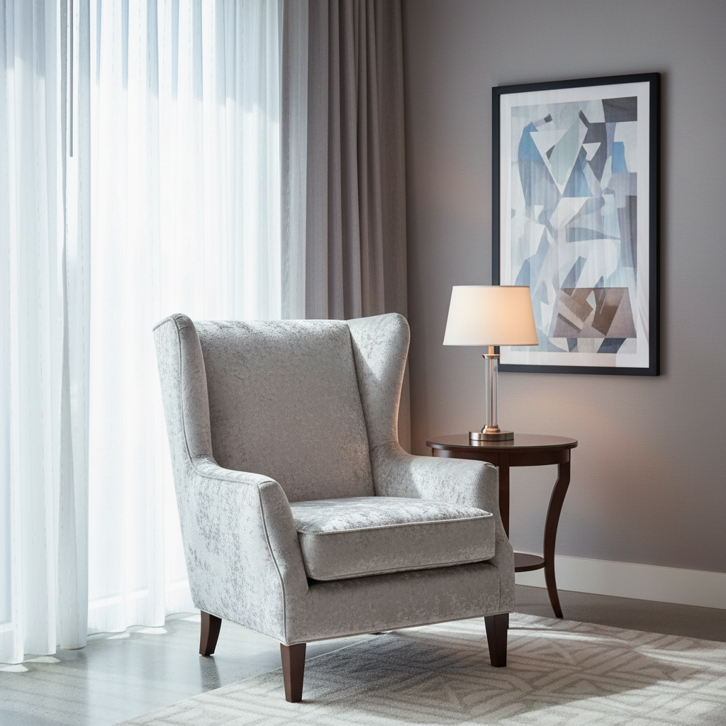 Crushed Velvet Texture Silver Mist Upholstered Chair | Architectural Fabrics