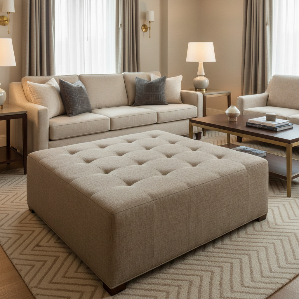 Turneffe - Fossil Upholstered Ottoman | Architectural Fabrics