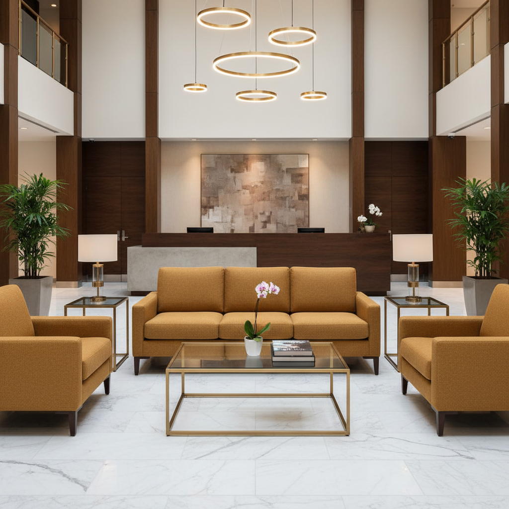 Fine Pebble Grain Golden Honey Upholstered Sofa | Architectural Fabrics