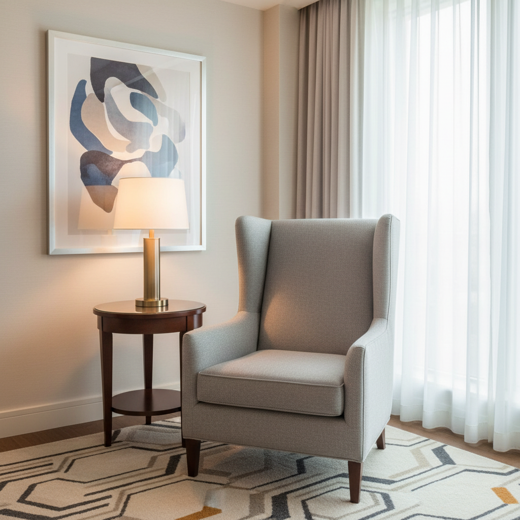 Smooth Solid Surface Soft Gray Upholstered Chair | Architectural Fabrics
