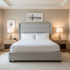Woven Chevron Texture Coastal Gray Upholstered Headboard | Architectural Fabrics