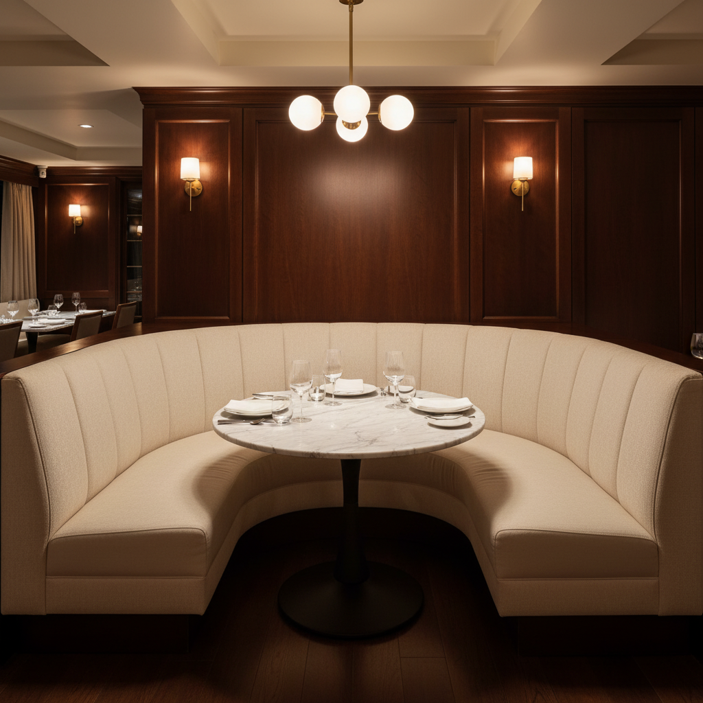 Vivace Reef - Snow Upholstered Banquette | Architectural Fabrics