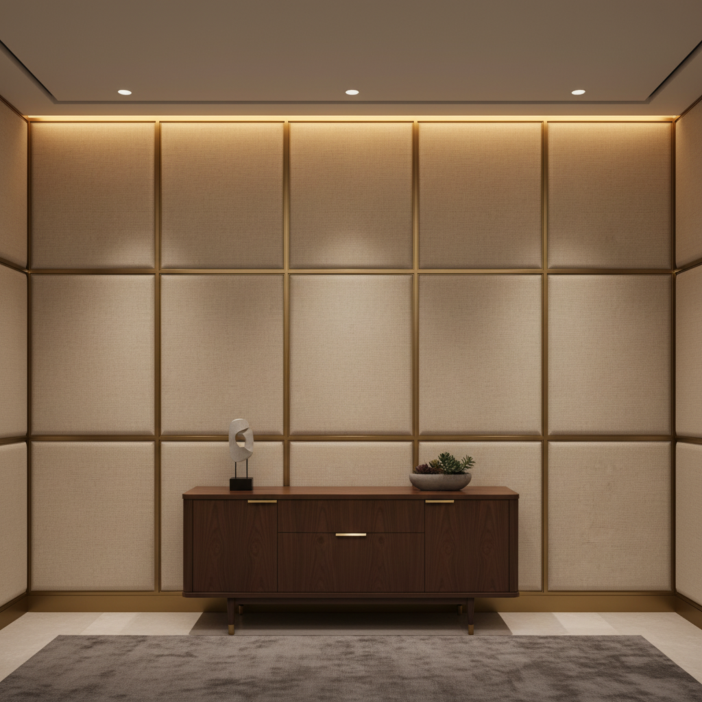 Brushed Linen Weave Natural Linen Upholstered Wall Panel | Architectural Fabrics