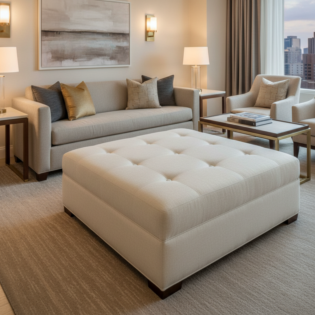 Peter Island - Tinsel Upholstered Ottoman | Architectural Fabrics