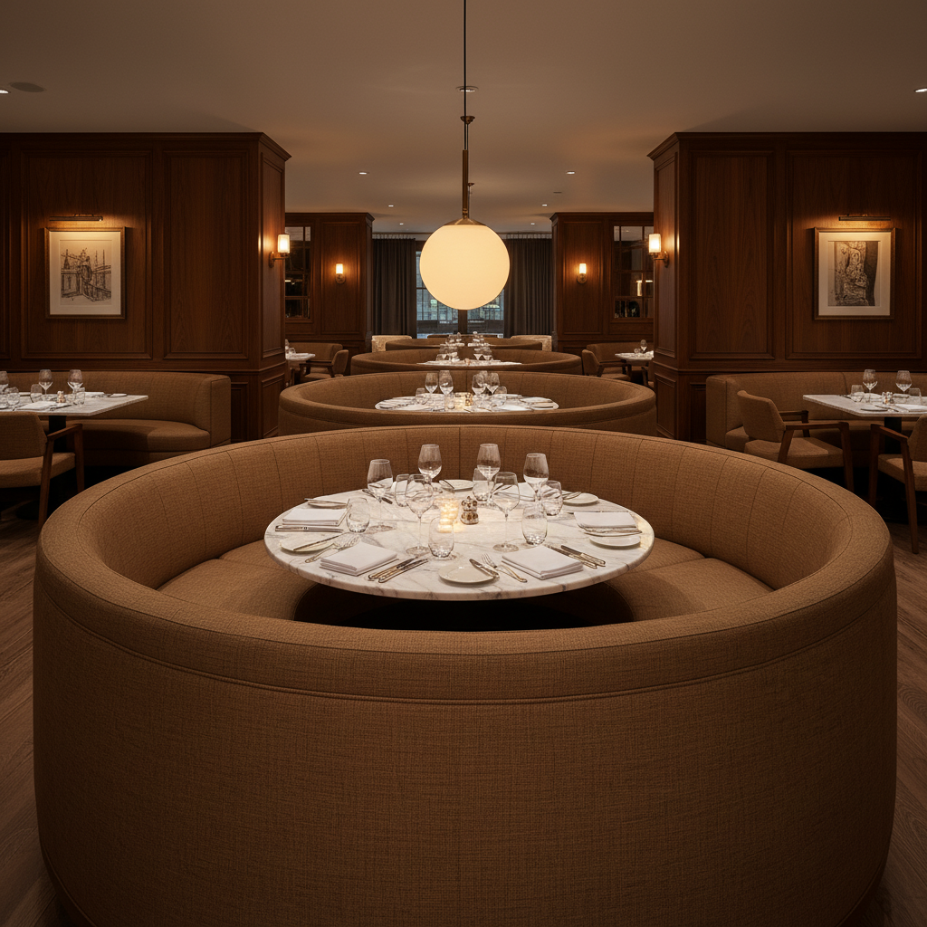 Linen Weave Texture Cocoa Bean Upholstered Banquette | Architectural Fabrics