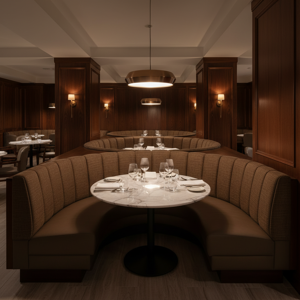 Triangle Reef - Chocolate Upholstered Banquette | Architectural Fabrics