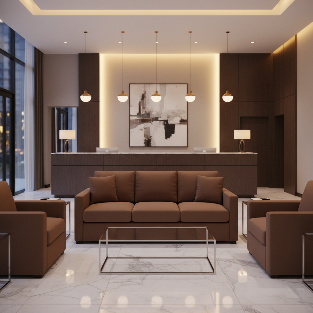 Aarden - Umber Earth Silicone Hybrid Upholstered Sofa | Architectural Fabrics