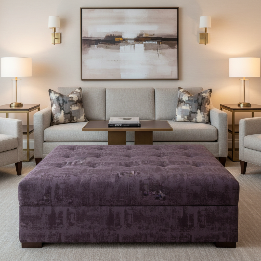 Turf Bay - Violet Upholstered Ottoman | Architectural Fabrics