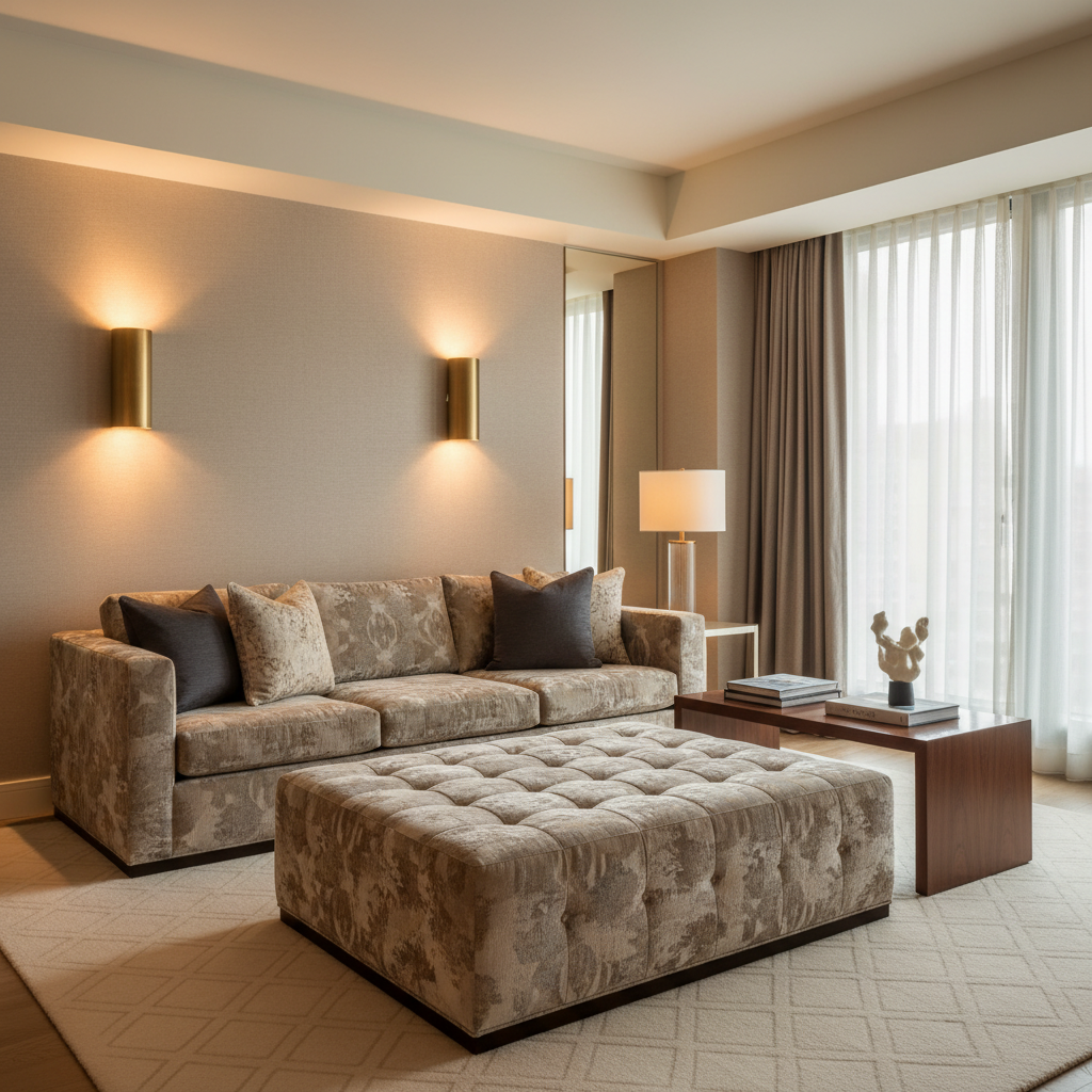 Pembroke Granite Upholstered Ottoman | Architectural Fabrics