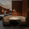 Smooth Solid Color Neutral Stone Upholstered Banquette | Architectural Fabrics