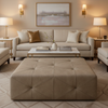Subtle Pebble Texture Mushroom Taupe Upholstered Ottoman | Architectural Fabrics