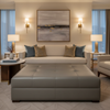 Necker Island - Shale Upholstered Ottoman | Architectural Fabrics