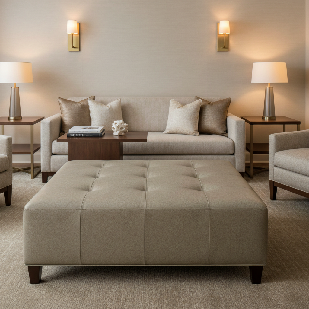 Trunk Bay - Granite Upholstered Ottoman | Architectural Fabrics