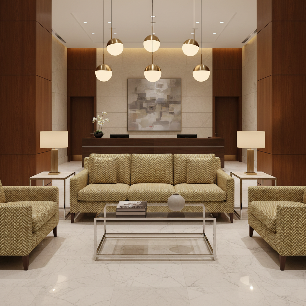 Woven Chevron Pattern Olive Gold Upholstered Sofa | Architectural Fabrics