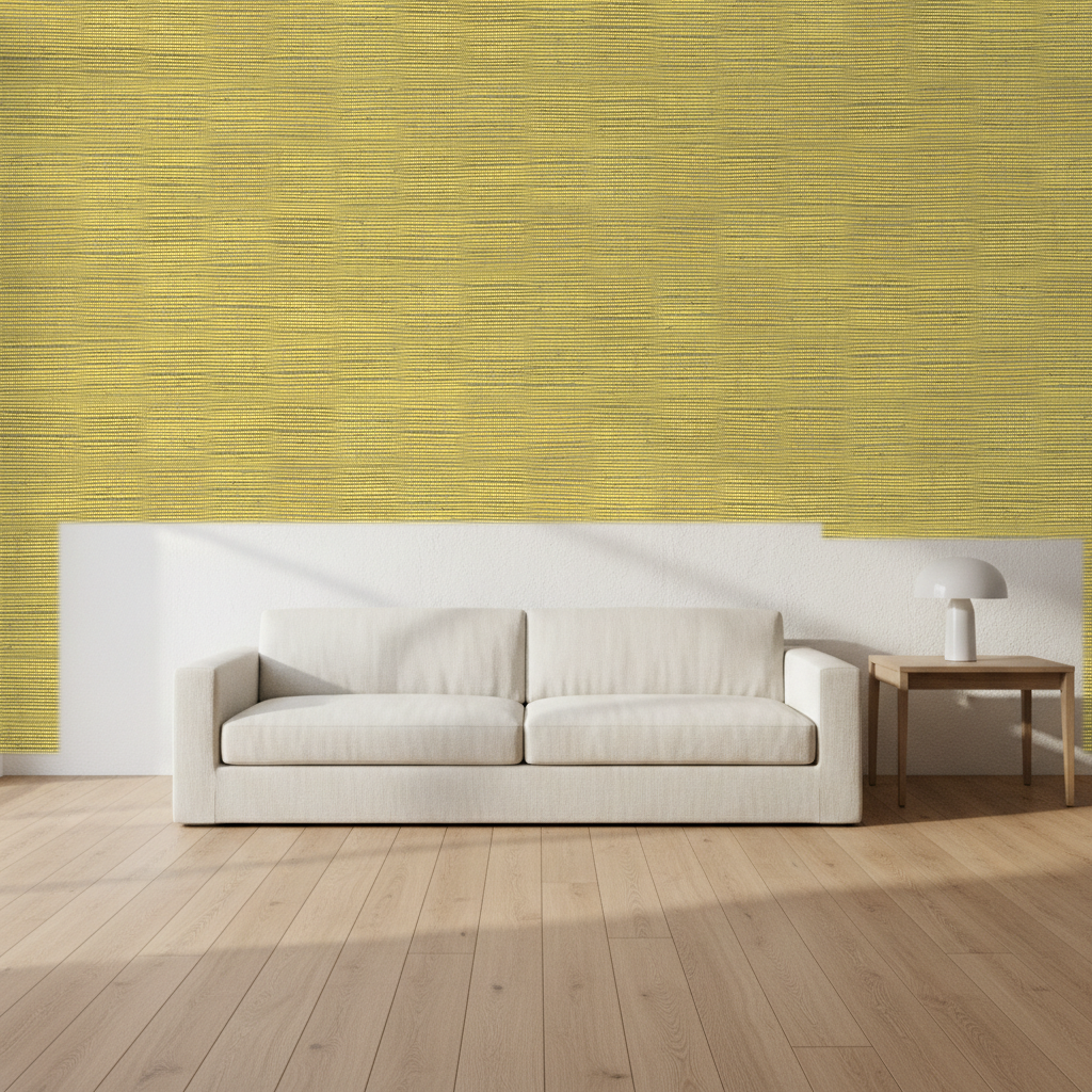 Nantucket Grasscloth Metallic Gold and Aloe Wallcovering | Phillipe Romano room setting