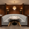 Subtle Pebble Grain Icy Silver Upholstered Banquette | Architectural Fabrics