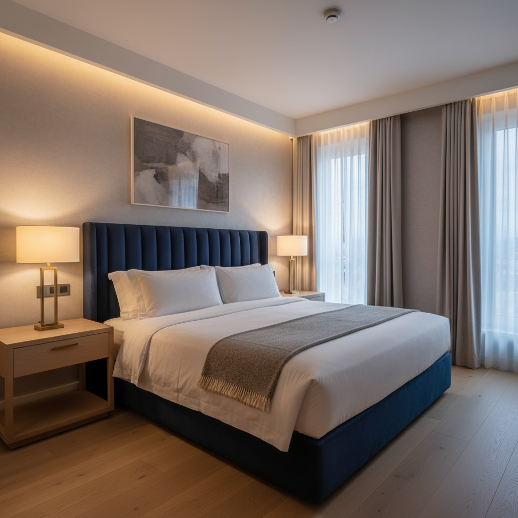 Ultrasuede  Indigo  Blue Upholstered Headboard | Ultrasuede Upholstery