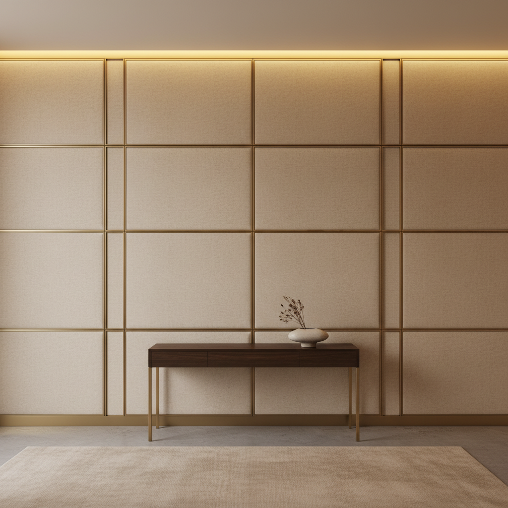 Fine Pebble Grain Soft Sand Upholstered Wall Panel | Architectural Fabrics