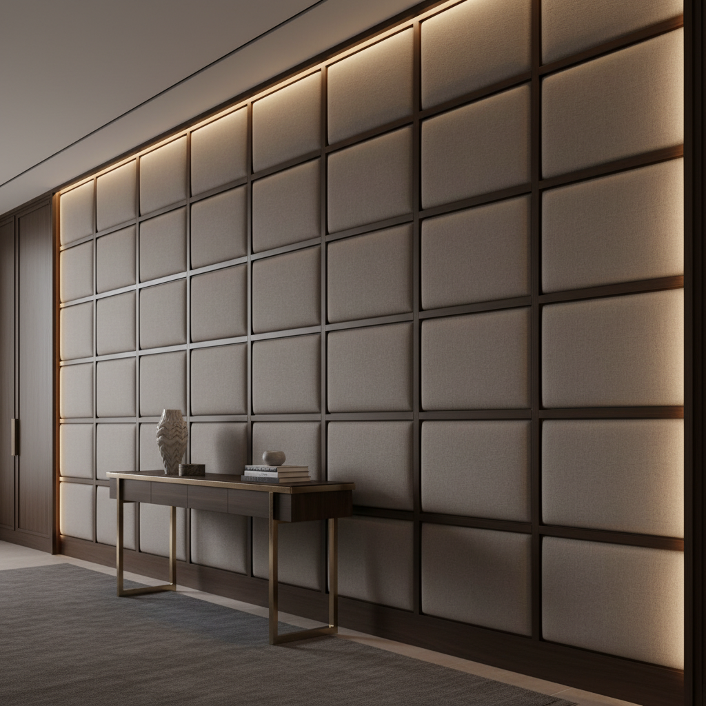 Aire Pebbled - Misty Taupe Breathable Polyurethane Upholstered Wall Panel | Architectural Fabrics